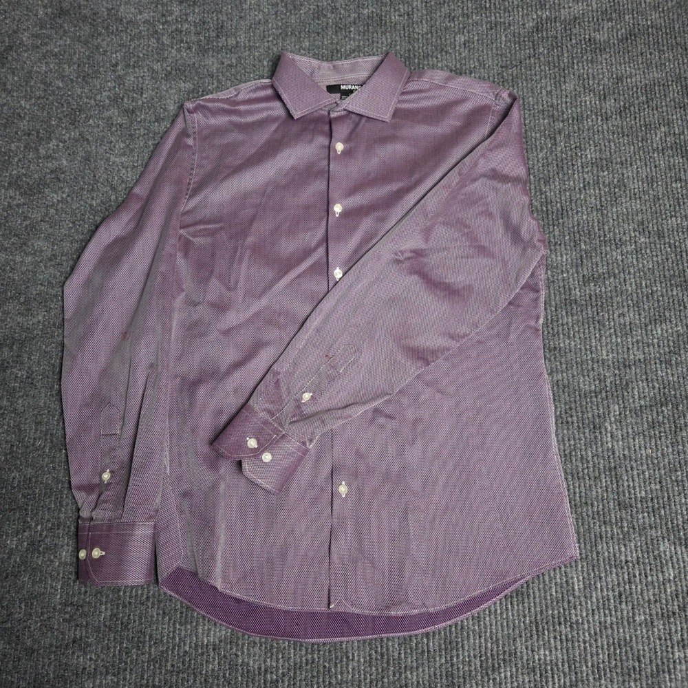 Murano Slim Fit Men's Purple Geometric Dress‎ Shirt Size L